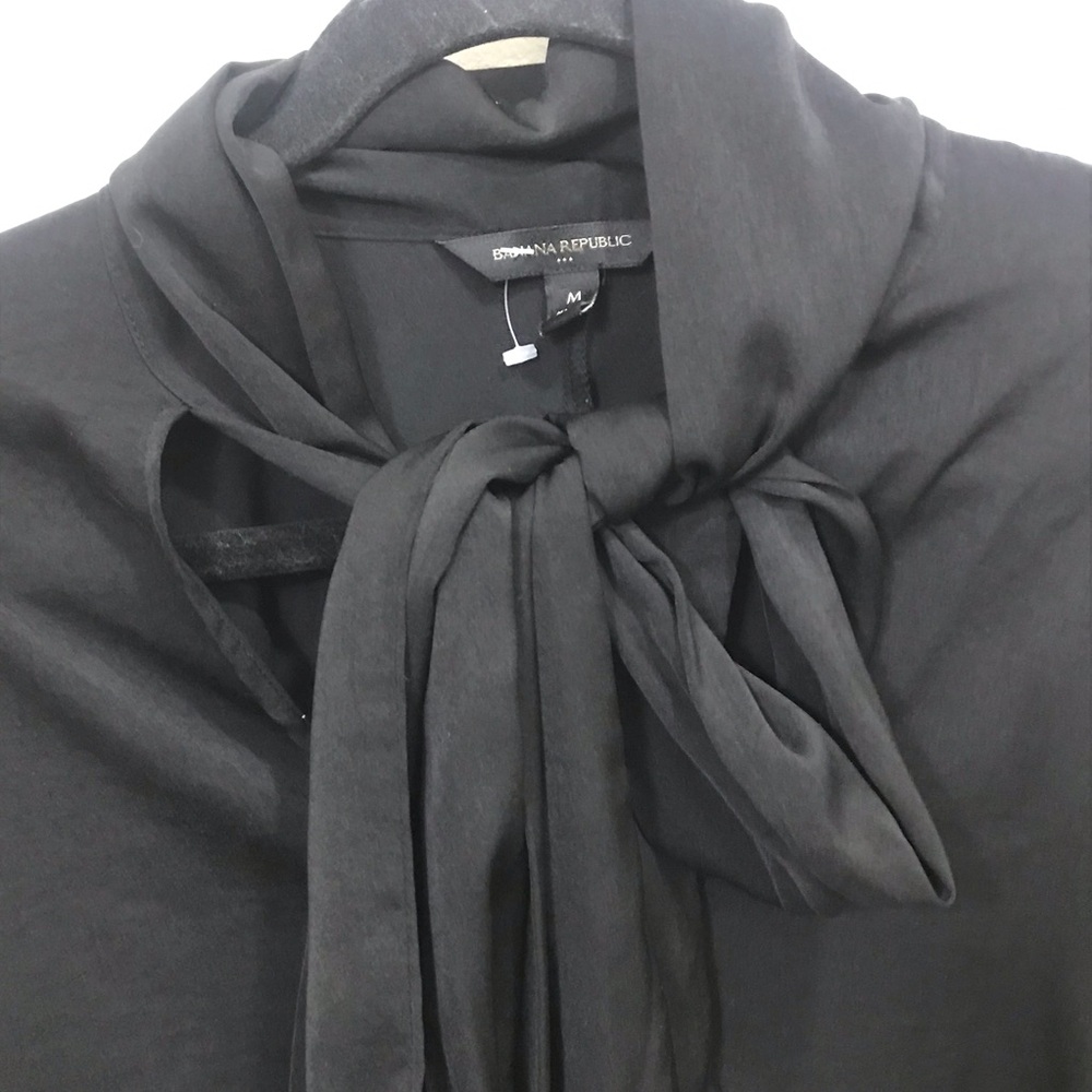 Black Tie-Neck Blouse - Women Tops - Picture 2 of 6